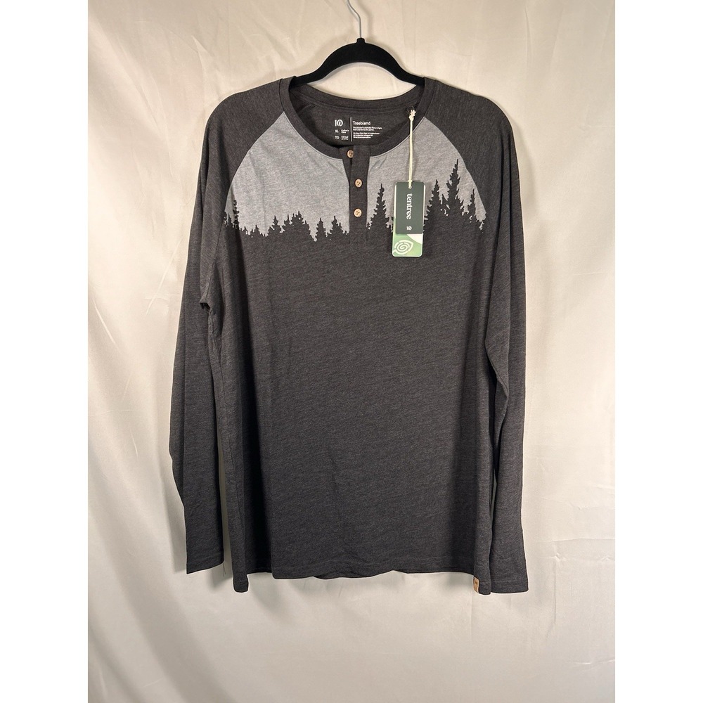 NWT Tentree TreeBlend Mens XL Classic Henley Long Sleeve T-Shirt Forest Print